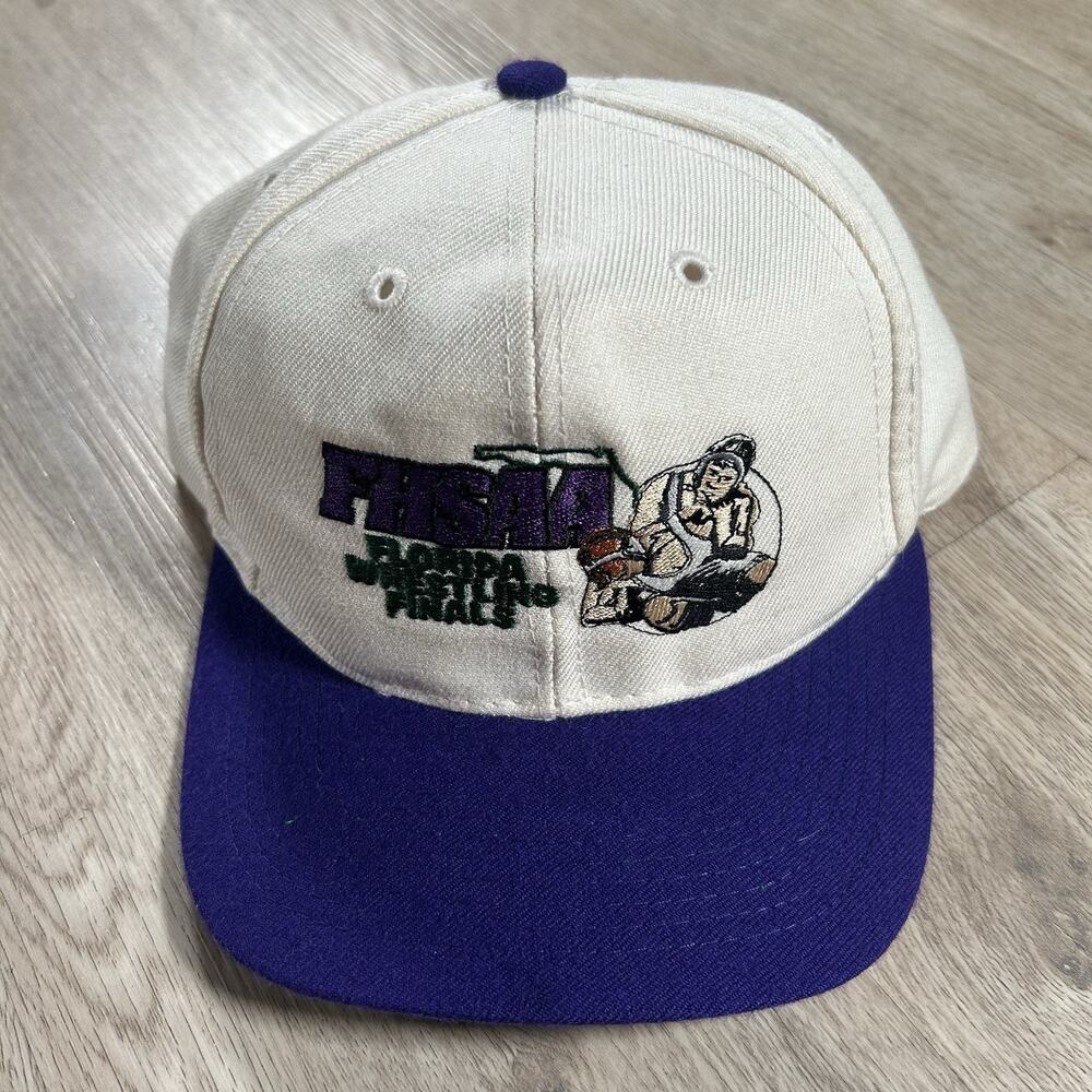 Vintage FHSAA Florida Wrestling Finals‎ Hat Snapback Otto White Beige Cap